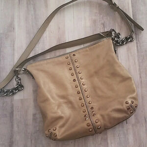 Michael Kors studded astor hobo‎ bag metallic camel leather rose gold shimmer
